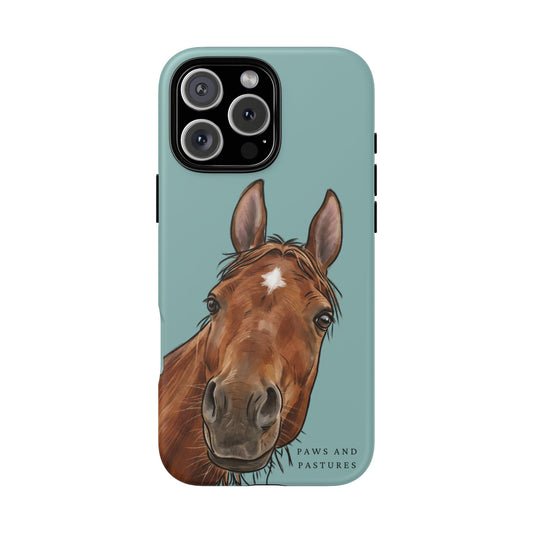 Teal Horse Portrait Phone Case
