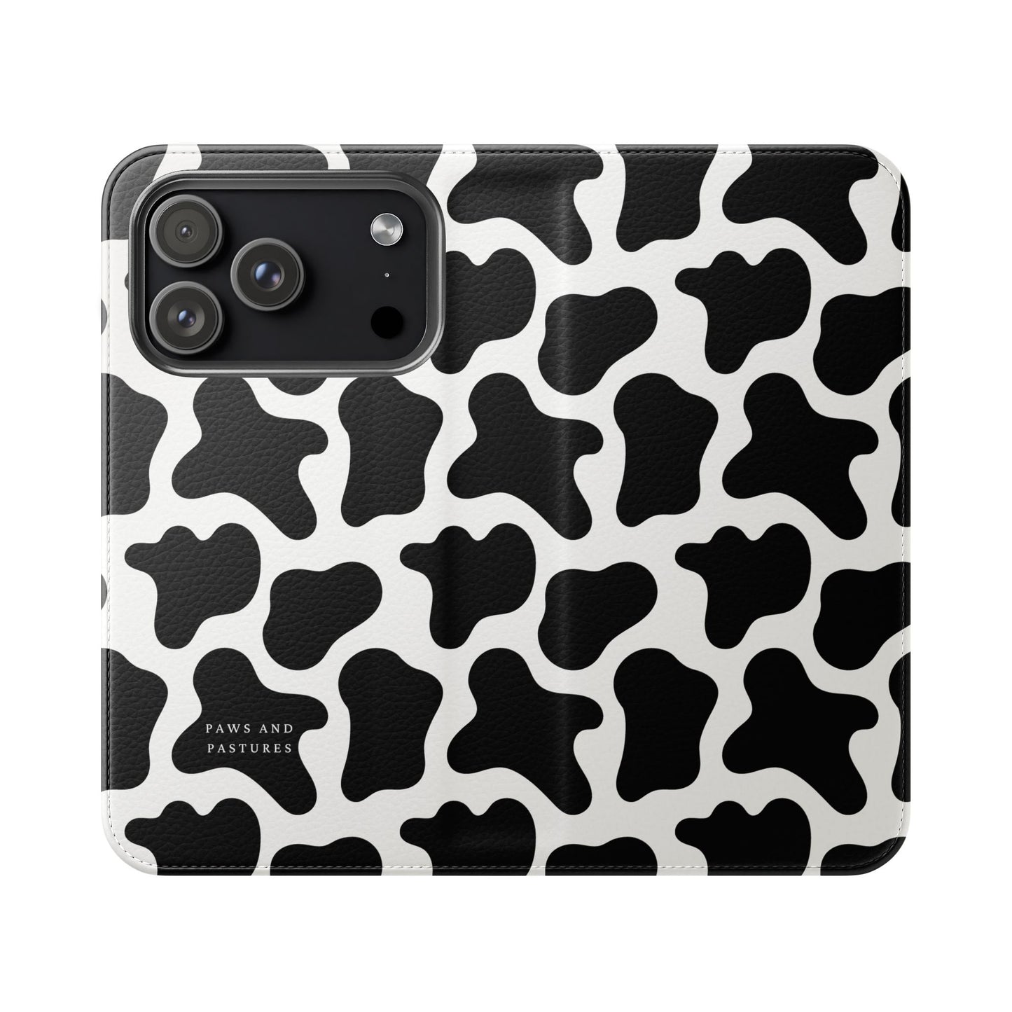 Cow Print Flip Phone Case — Black & White Wallet Flip Case
