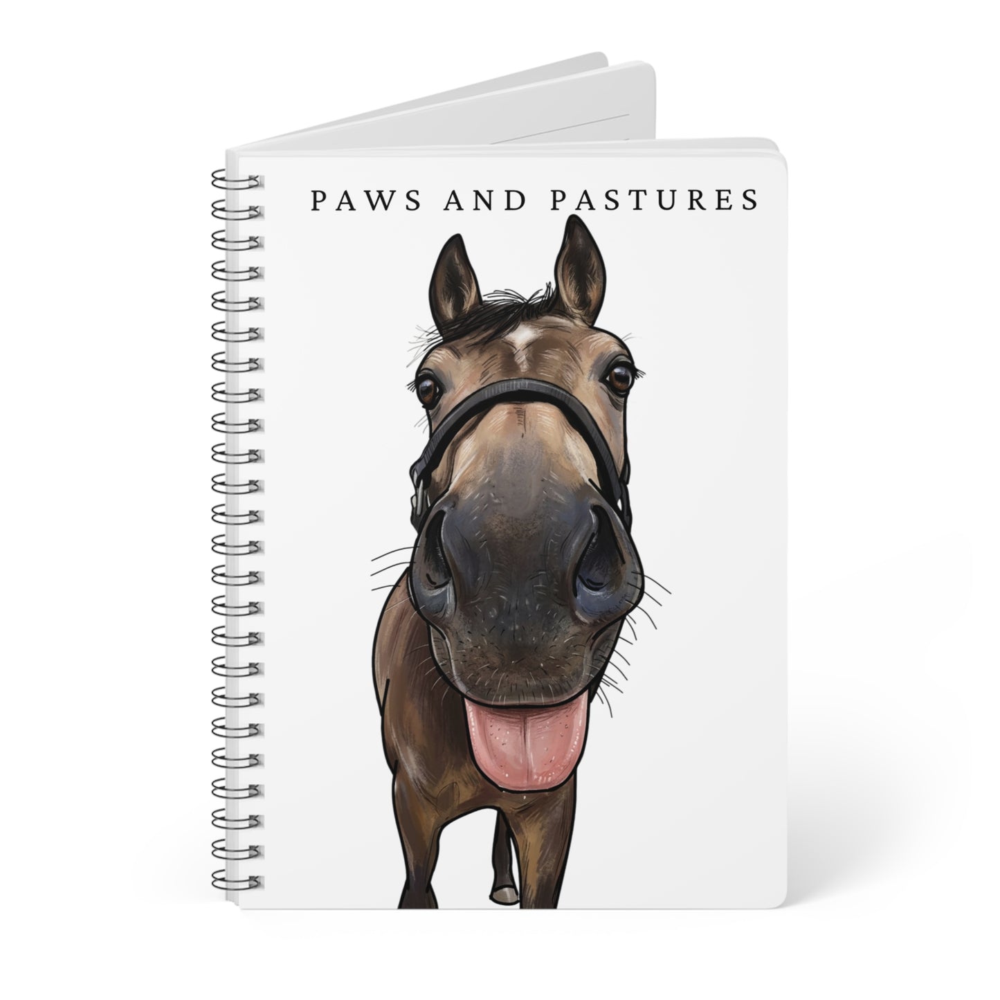 Horse Face Spiral Notebook — "Paws and Pastures" A5 Wirobound Journal