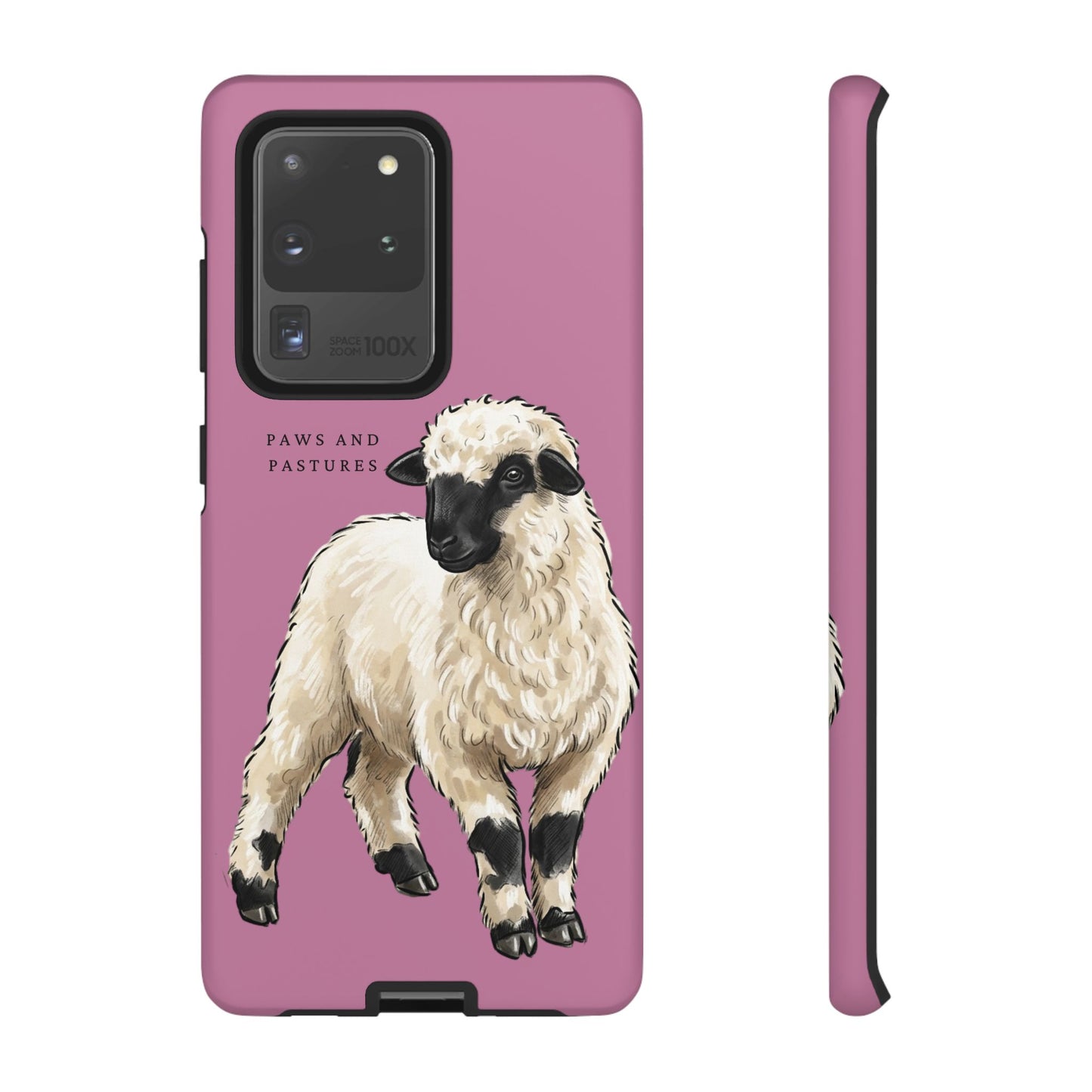 Pink Valais Blacknose Sheep Phone Case – 'Paws and Pastures' Cute Lamb Protective iPhone Cover