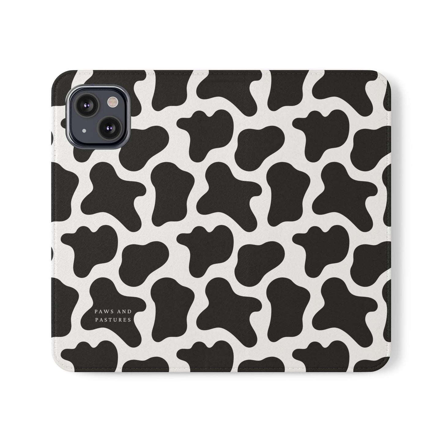 Cow Print Flip Phone Case — Black & White Wallet Flip Case
