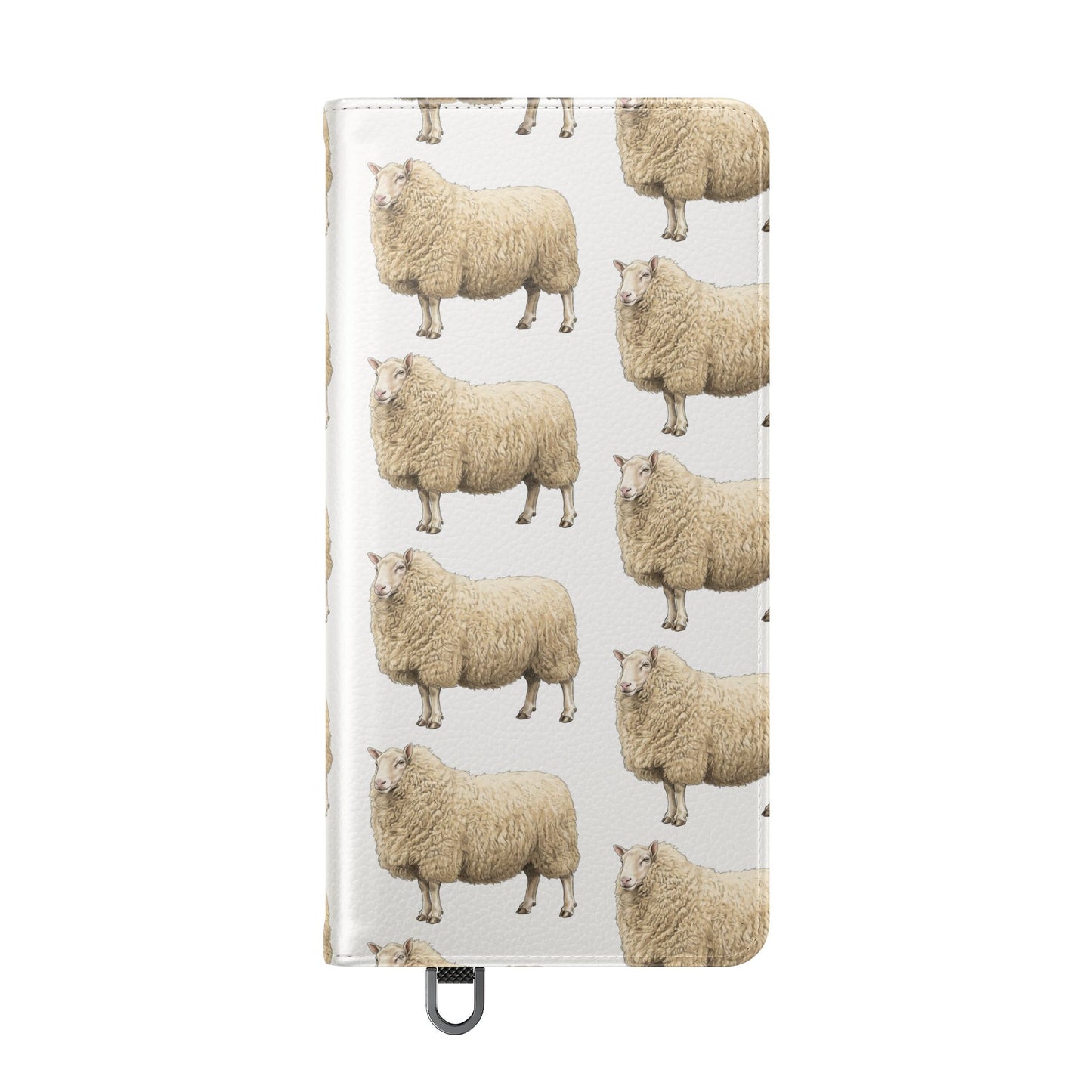 Cheviot Sheep Pattern Flip Phone Case – Cute Pastoral Wallet Cover with Card Slots