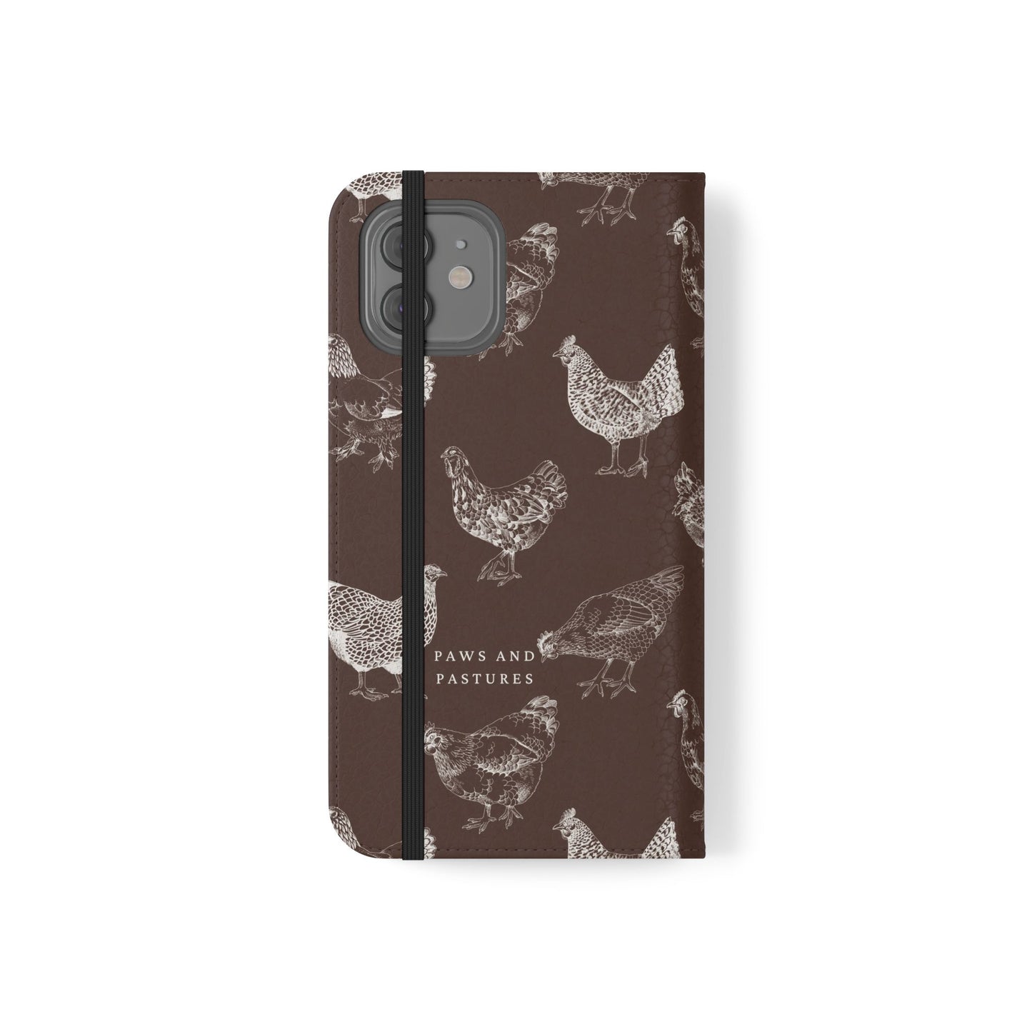 Chicken Pattern Flip Phone Case – Rustic Farmhouse Wallet Cover