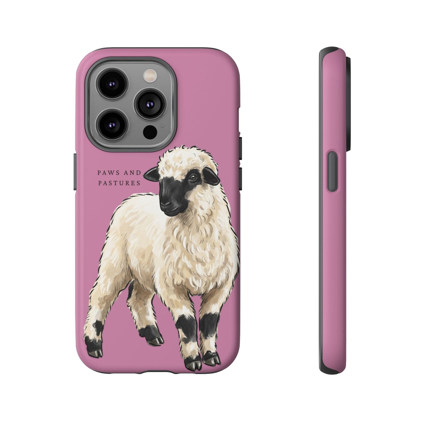 Pink Valais Blacknose Sheep Phone Case – 'Paws and Pastures' Cute Lamb Protective iPhone Cover