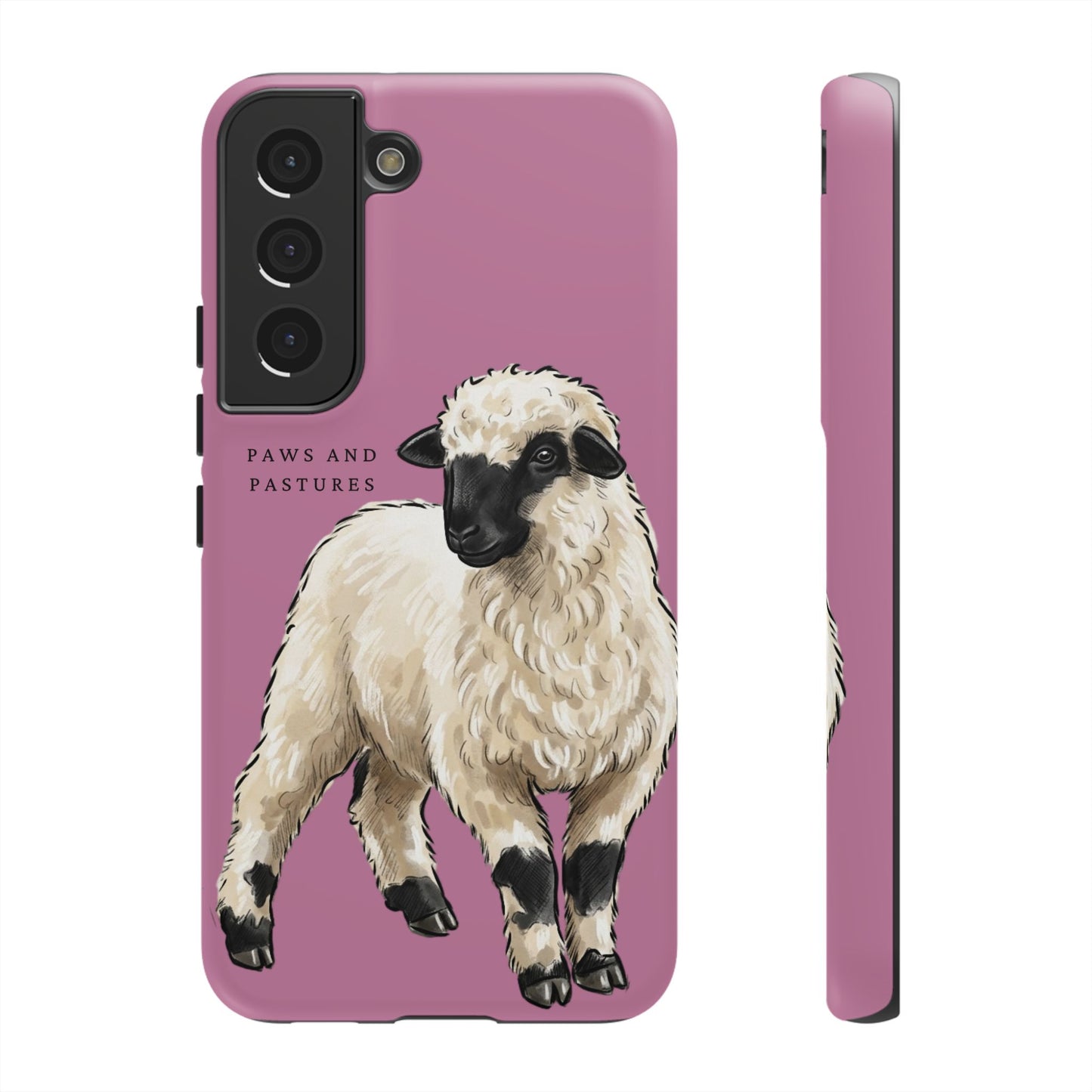 Pink Valais Blacknose Sheep Phone Case – 'Paws and Pastures' Cute Lamb Protective iPhone Cover