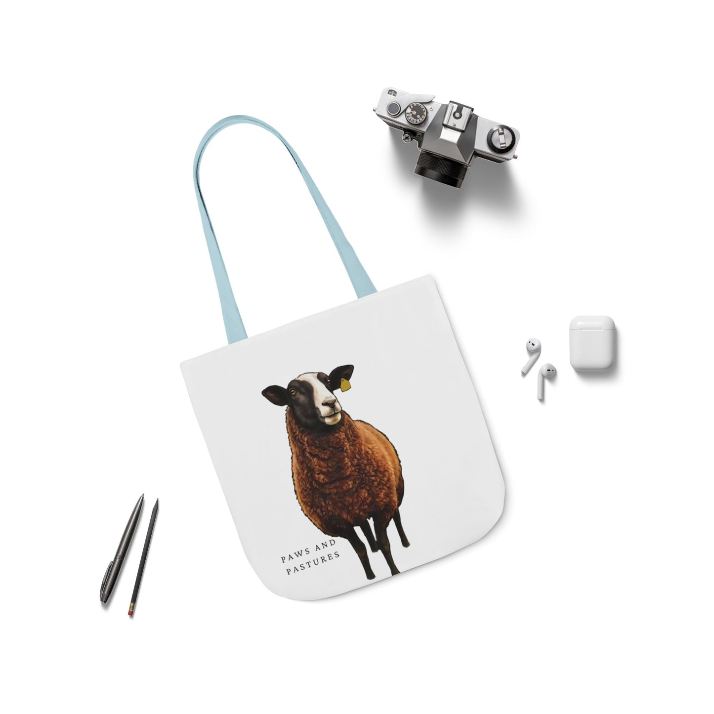 Zwartble Sheep Illustration Tote Bag — Cute Brown Sheep Canvas Shopping Tote