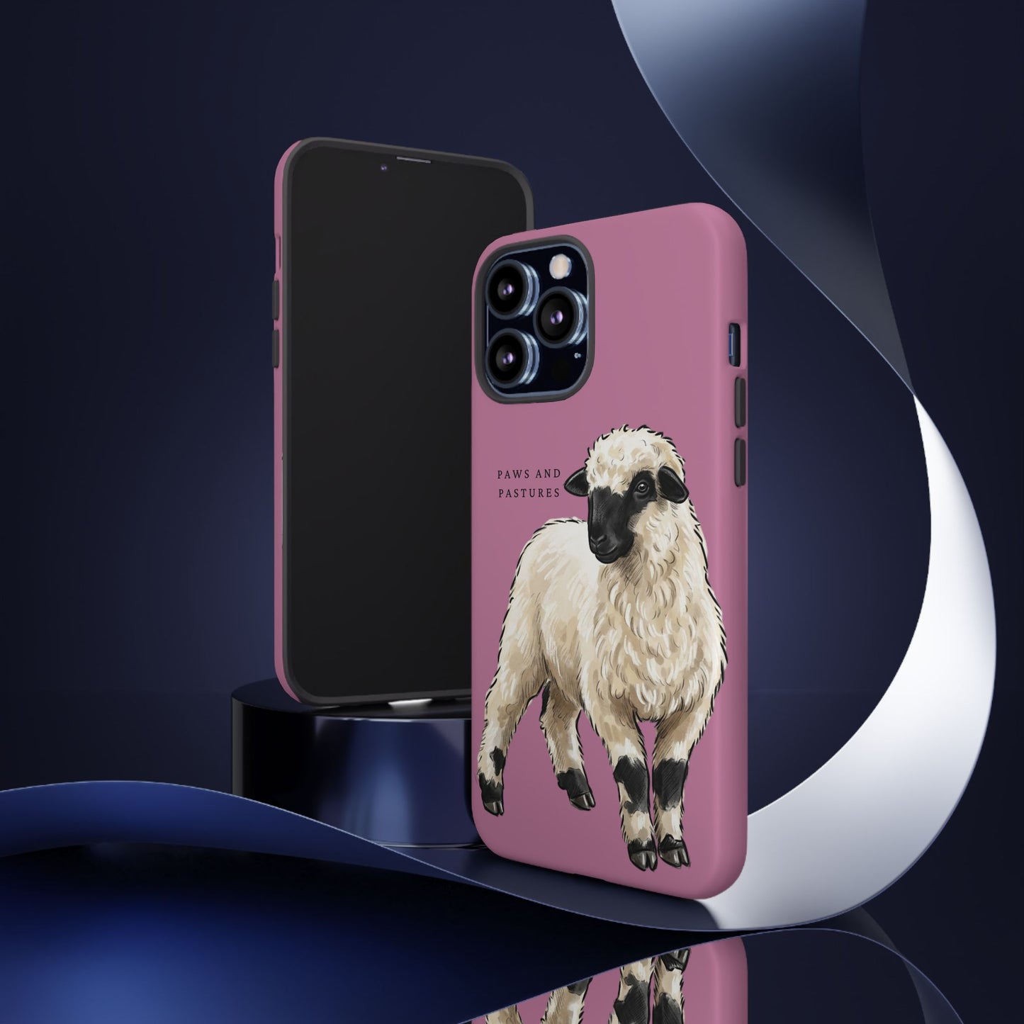 Pink Valais Blacknose Sheep Phone Case – 'Paws and Pastures' Cute Lamb Protective iPhone Cover