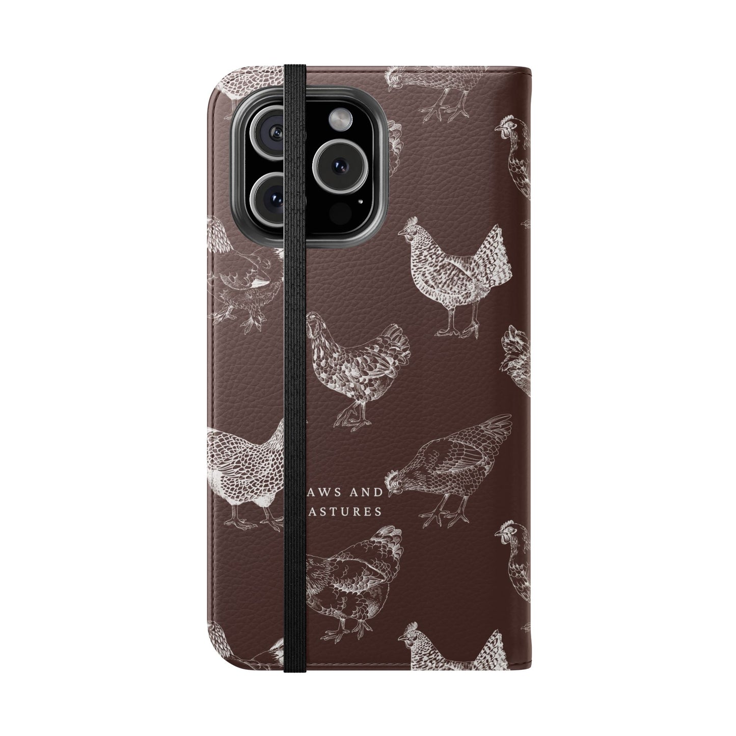 Chicken Pattern Flip Phone Case – Rustic Farmhouse Wallet Cover