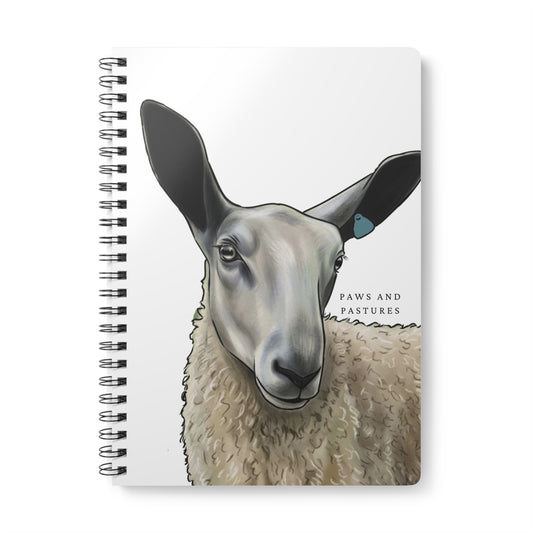 Blue Faced Leicester Sheep Portrait Wirobound Notebook — A5 Lined Journal (Paws and Pastures)