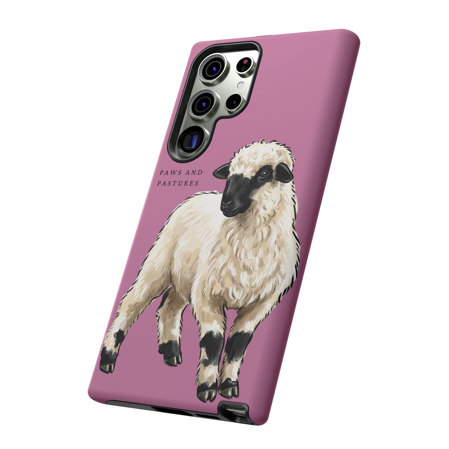 Pink Valais Blacknose Sheep Phone Case – 'Paws and Pastures' Cute Lamb Protective iPhone Cover