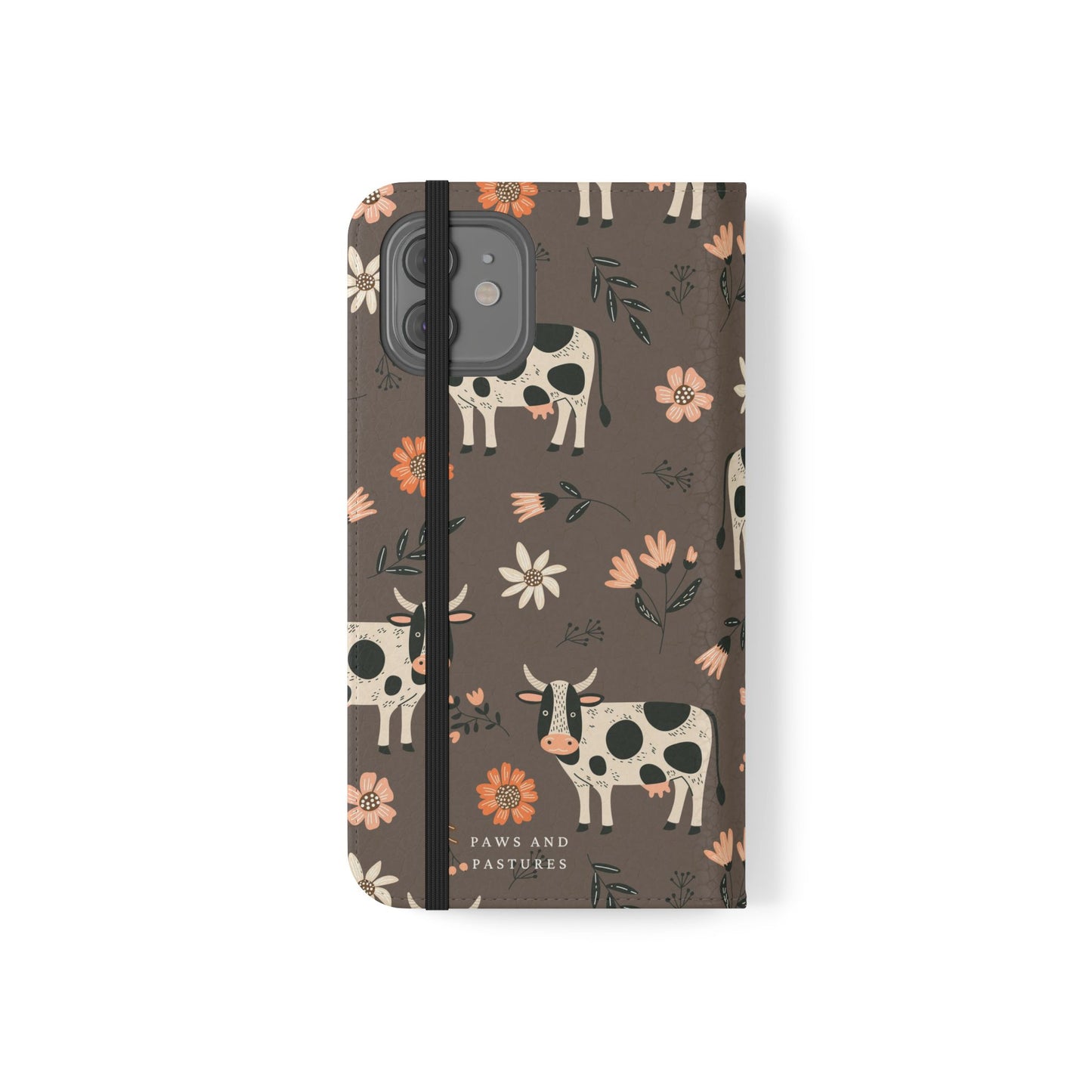 Cow Floral Flip Phone Case – Folklore Farm Pattern Wallet Case