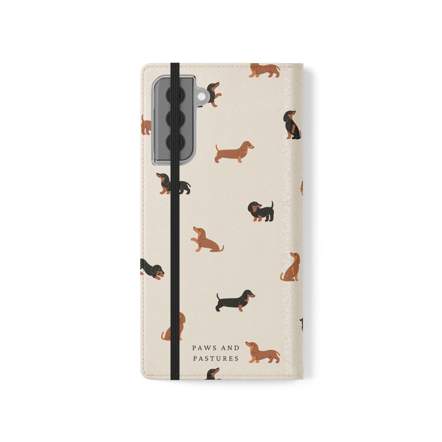 Dachshund Pattern Flip Phone Case — Wallet Folio with Card Slots