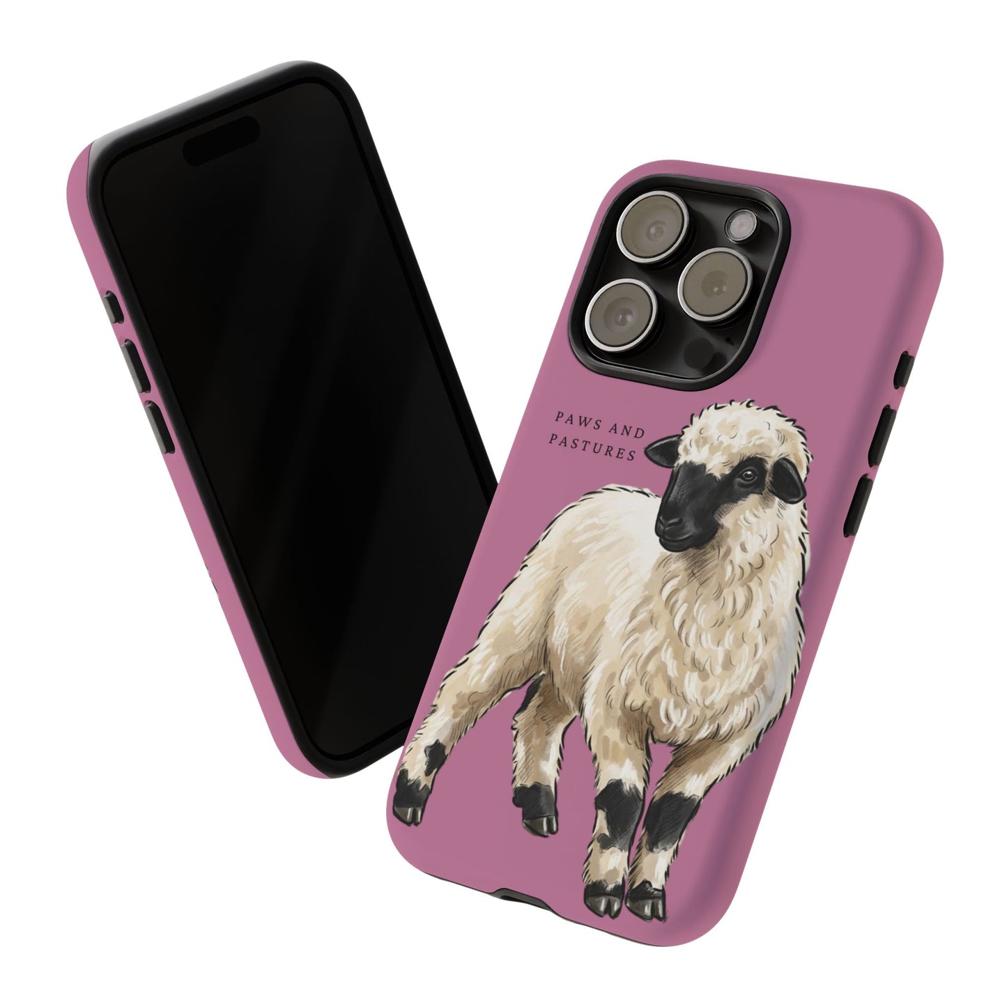 Pink Valais Blacknose Sheep Phone Case – 'Paws and Pastures' Cute Lamb Protective iPhone Cover