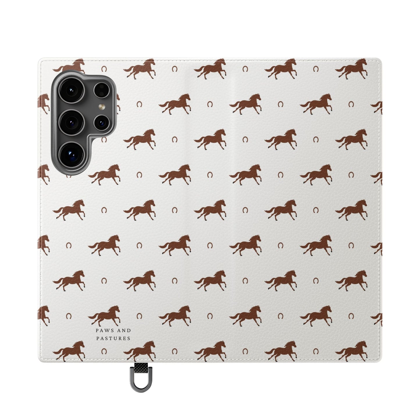 Horse Pattern Flip Case — Leather Wallet Phone Cover with Galloping Horses