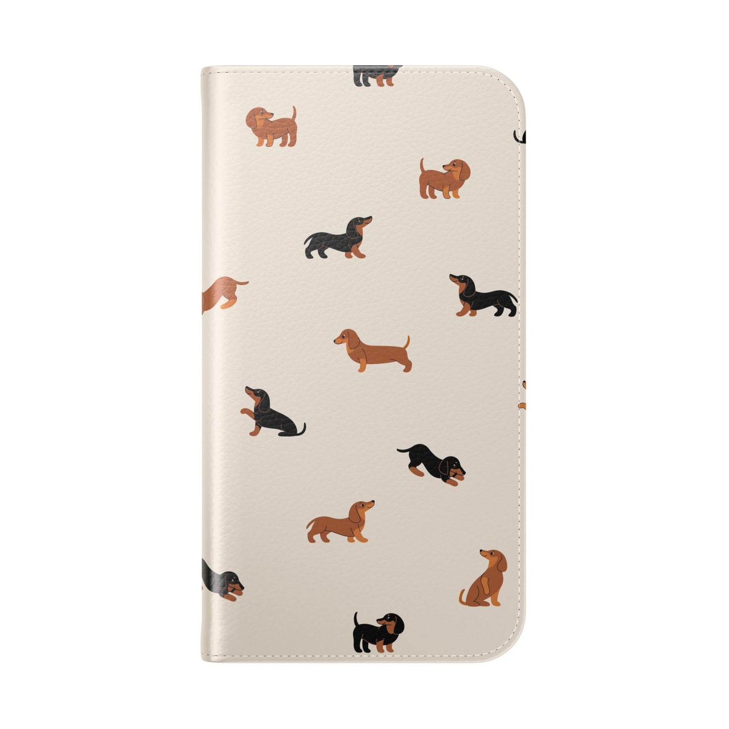 Dachshund Pattern Flip Phone Case — Wallet Folio with Card Slots