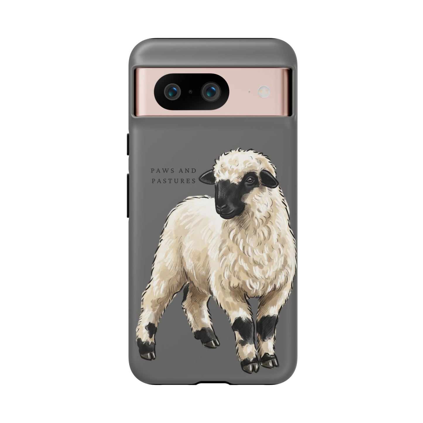 Grey Valais Blacknose Sheep Phone Case – 'Paws and Pastures' Cute Lamb Protective iPhone Cover