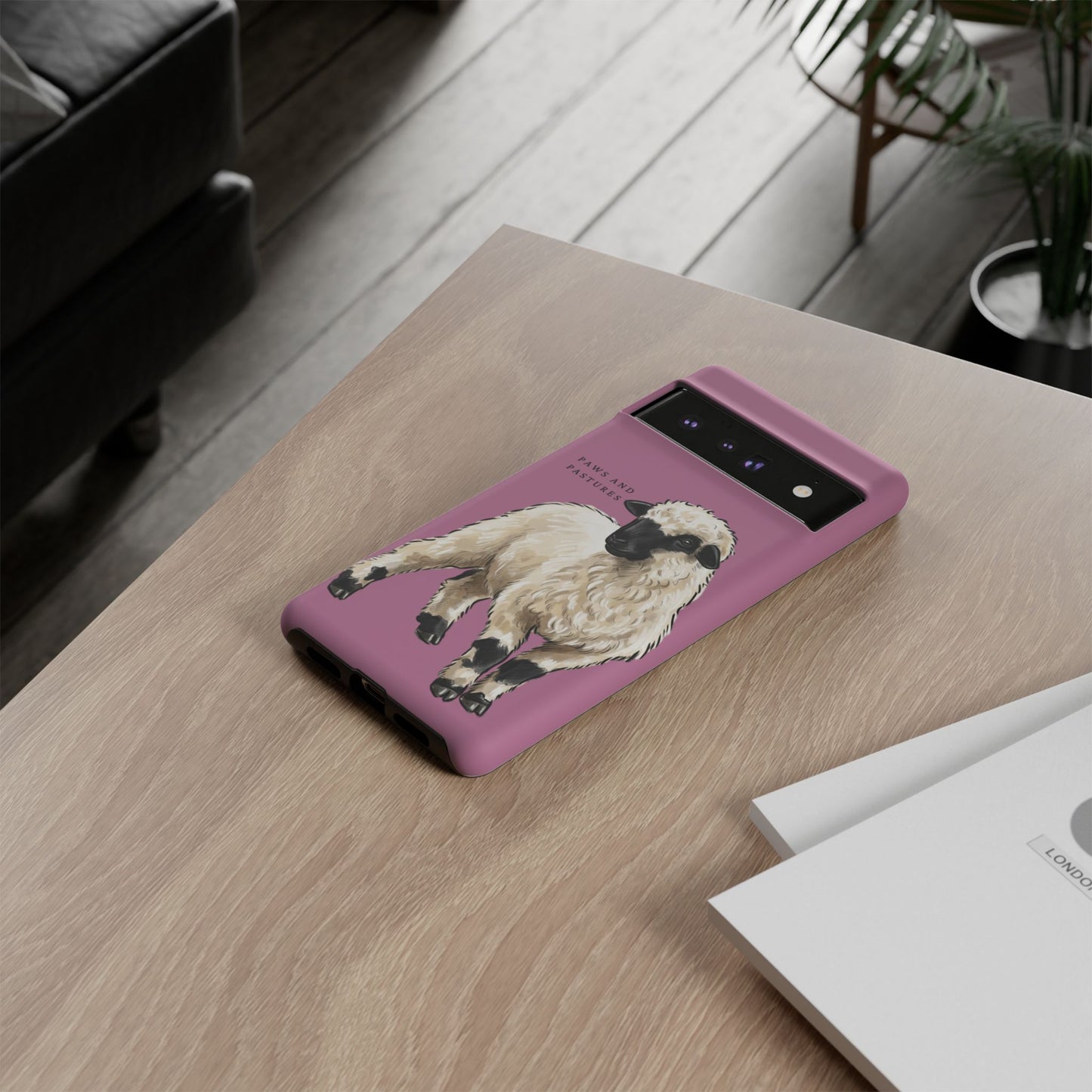 Pink Valais Blacknose Sheep Phone Case – 'Paws and Pastures' Cute Lamb Protective iPhone Cover