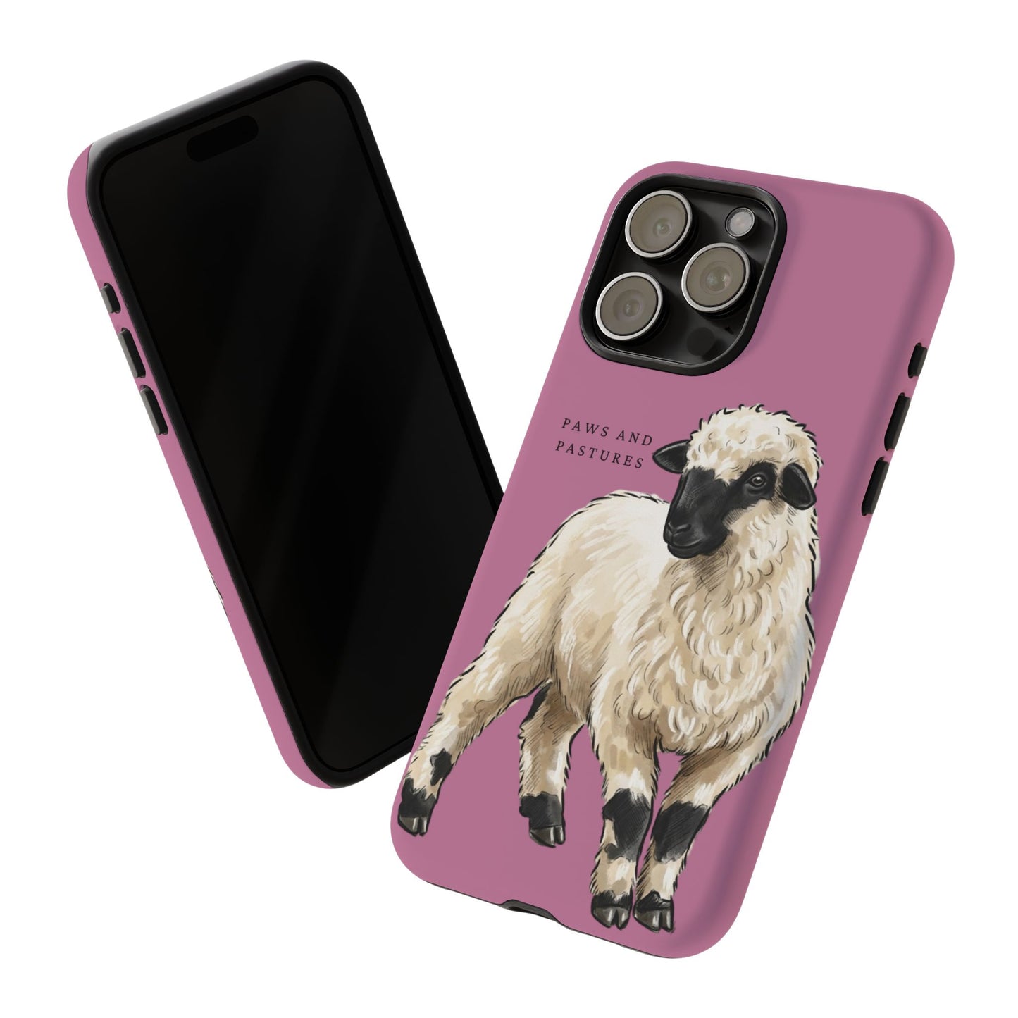 Pink Valais Blacknose Sheep Phone Case – 'Paws and Pastures' Cute Lamb Protective iPhone Cover