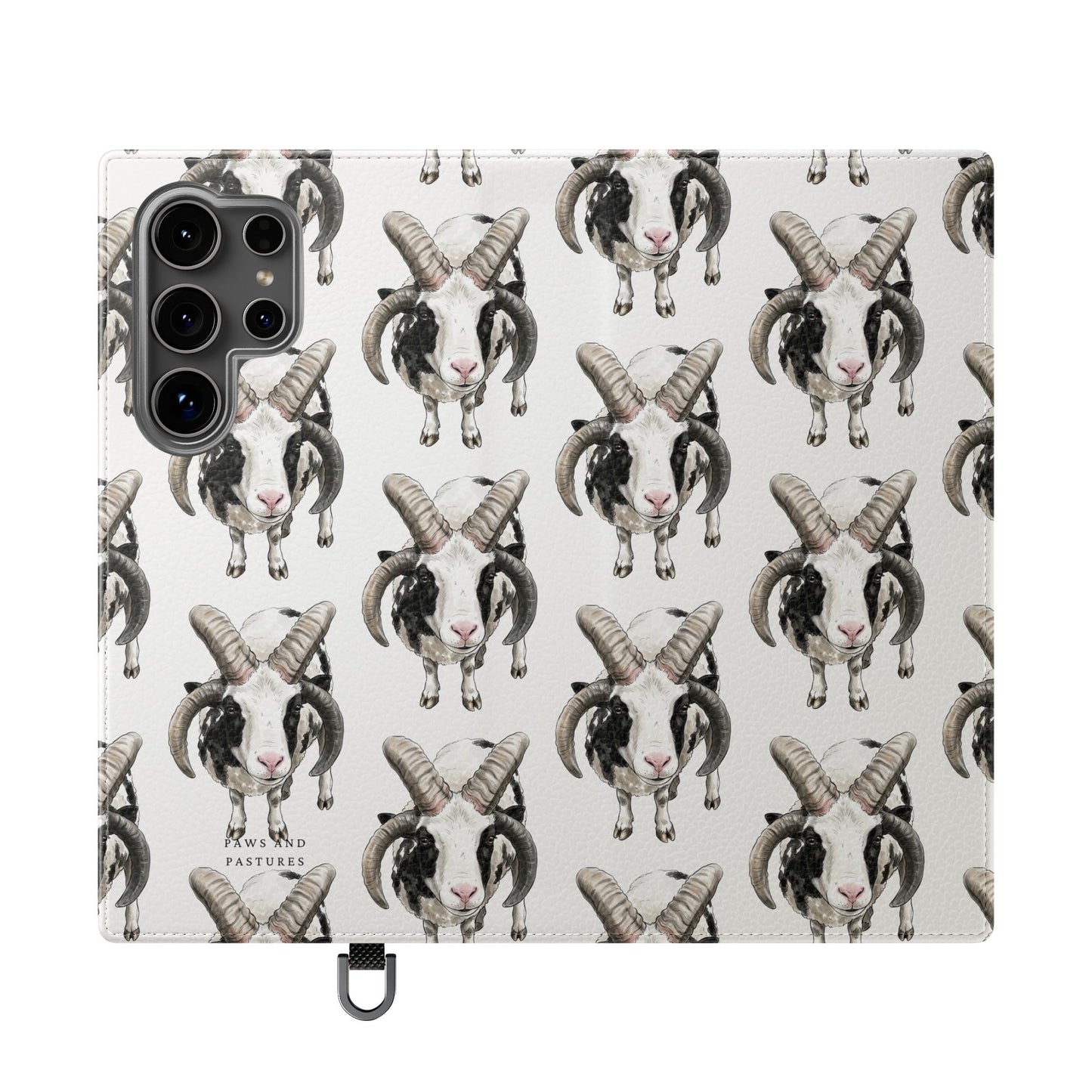 Jacob Sheep Pattern Flip Phone Case — Cute Farm Animal Wallet Cover