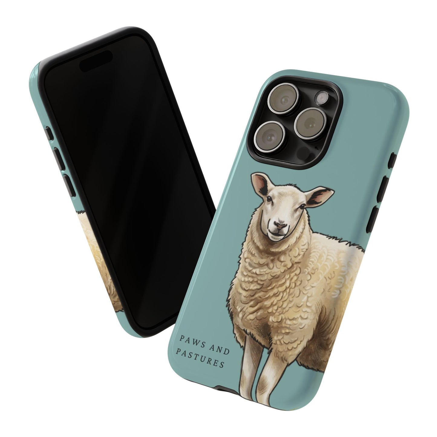 Teal Sheep Illustration Tough Phone Case