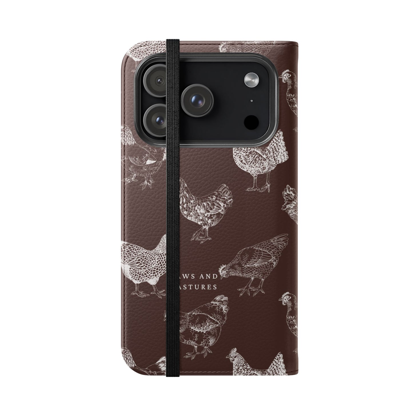 Chicken Pattern Flip Phone Case – Rustic Farmhouse Wallet Cover