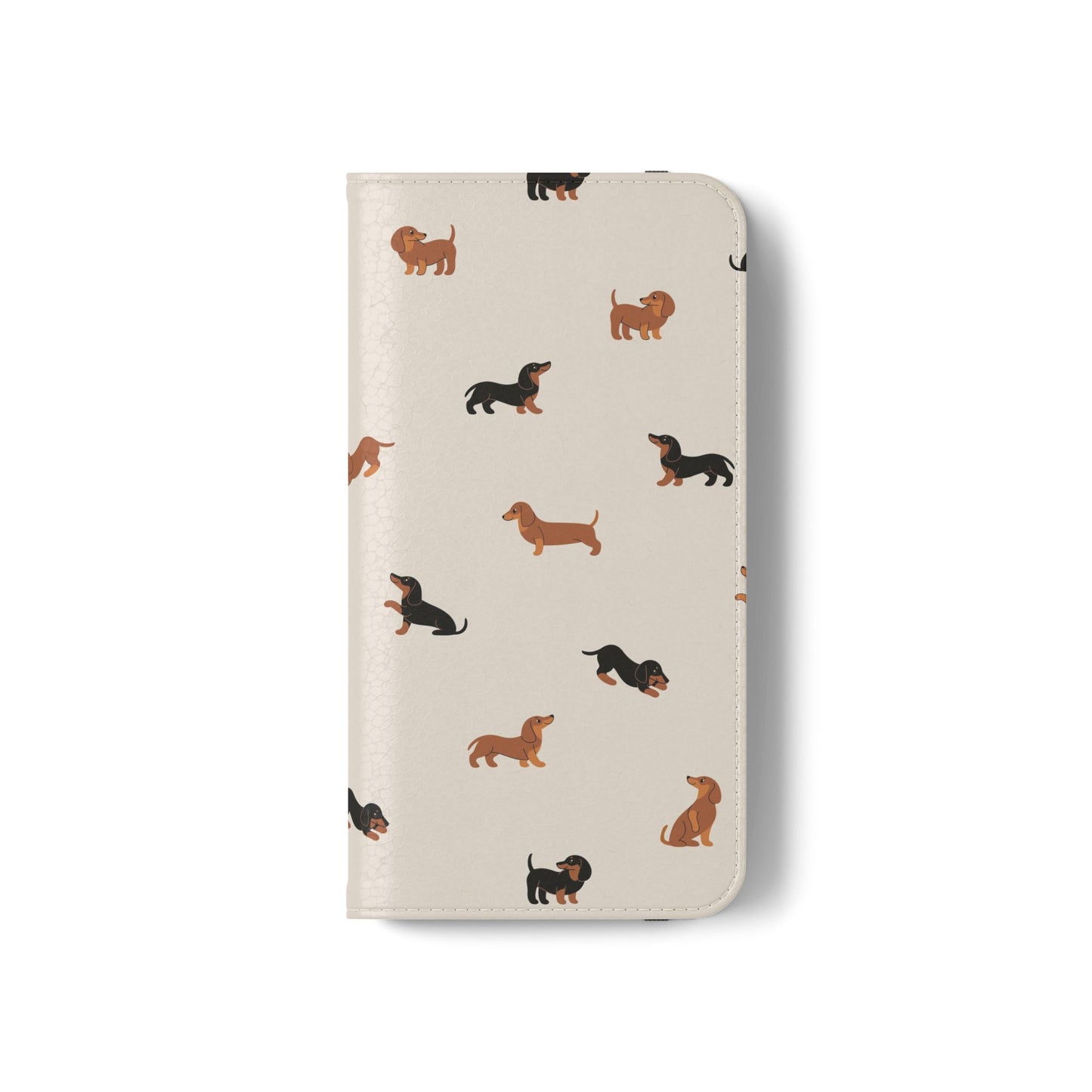 Dachshund Pattern Flip Phone Case — Wallet Folio with Card Slots
