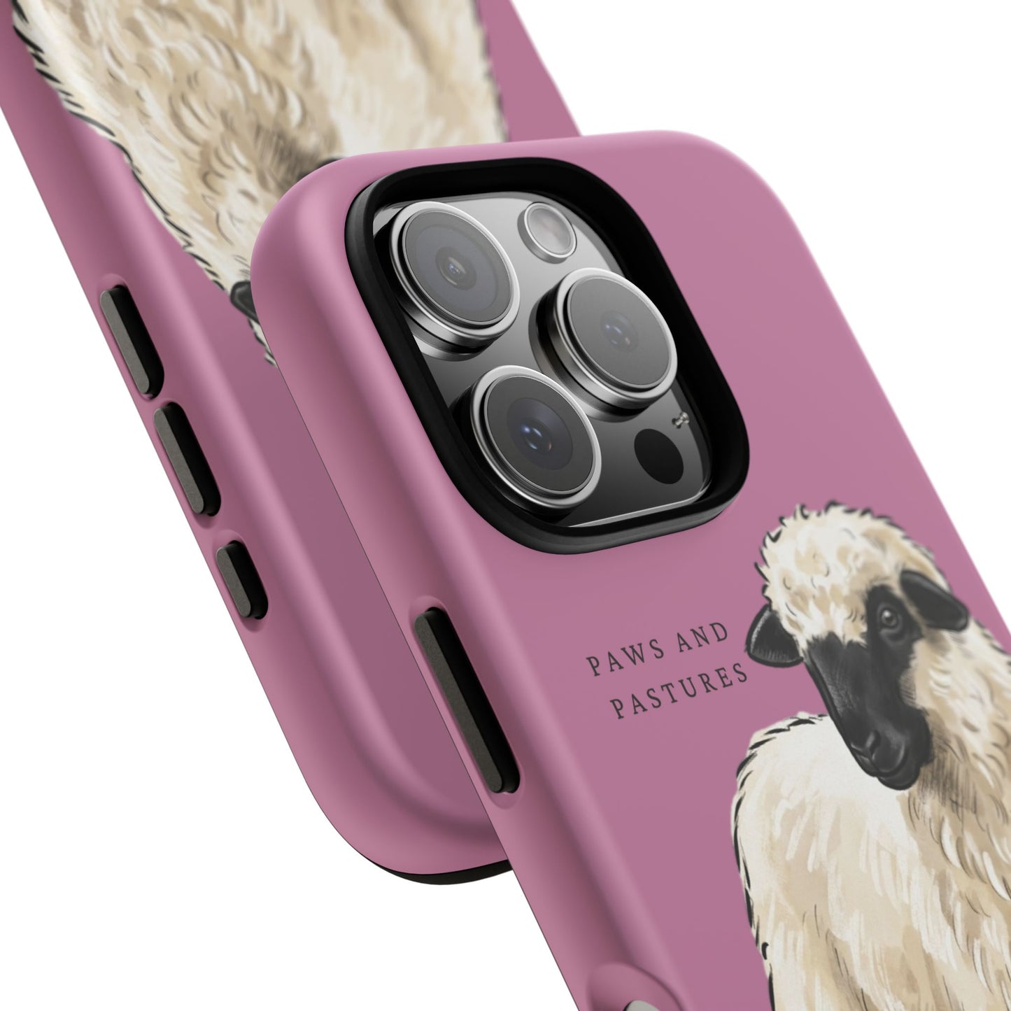 Pink Valais Blacknose Sheep Phone Case – 'Paws and Pastures' Cute Lamb Protective iPhone Cover