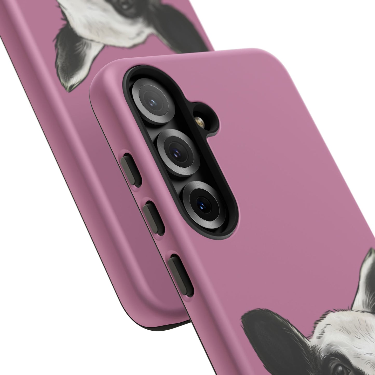 Pink Dutch Spotted Sheep Portrait Phone Case - Black & White Lamb Illustration Protective Cover