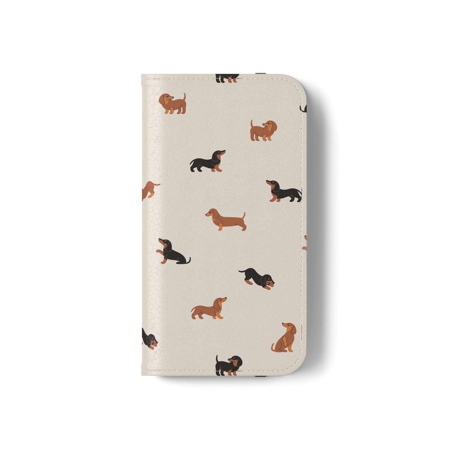 Dachshund Pattern Flip Phone Case — Wallet Folio with Card Slots