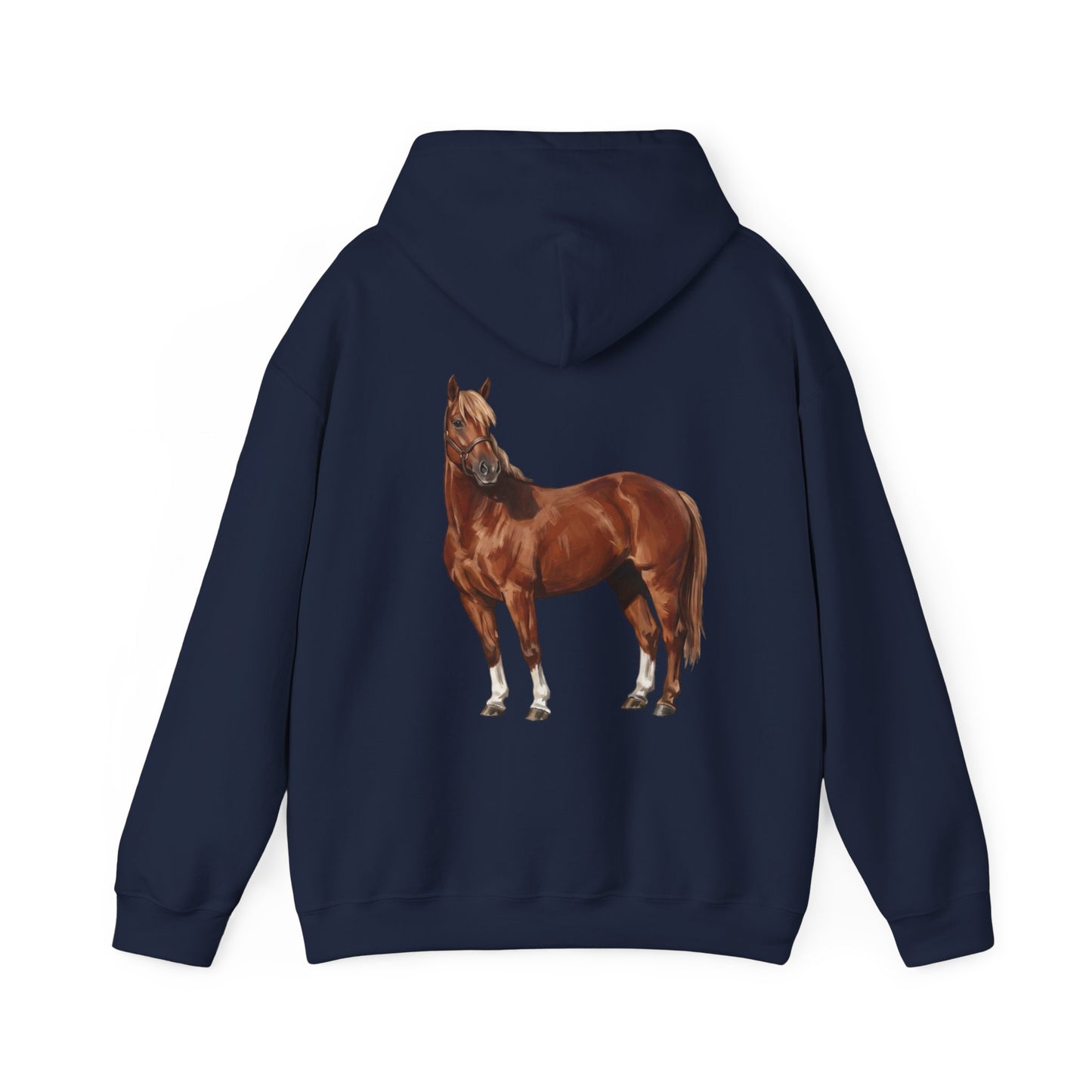 Horse Graphic Hoodie – Realistic Chestnut Stallion Back Print