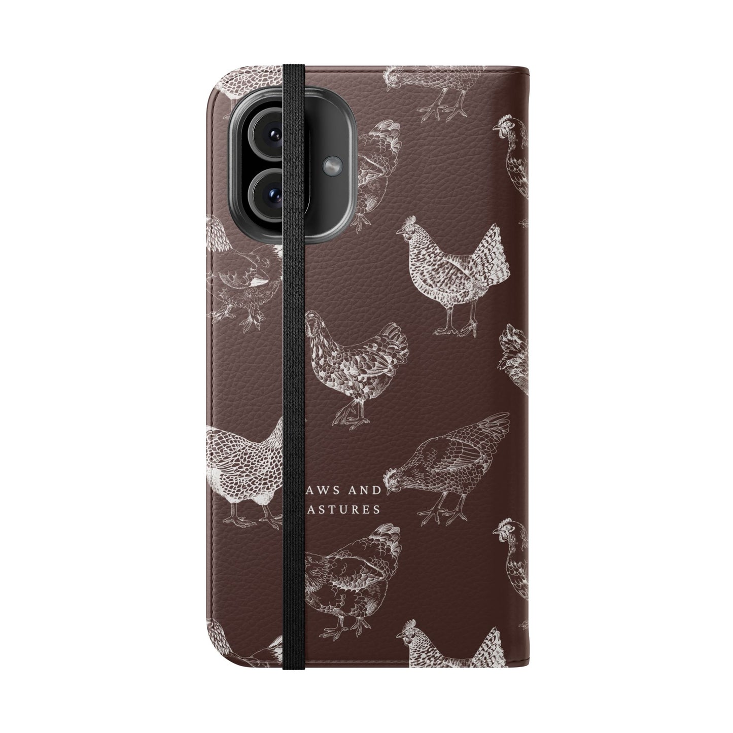 Chicken Pattern Flip Phone Case – Rustic Farmhouse Wallet Cover