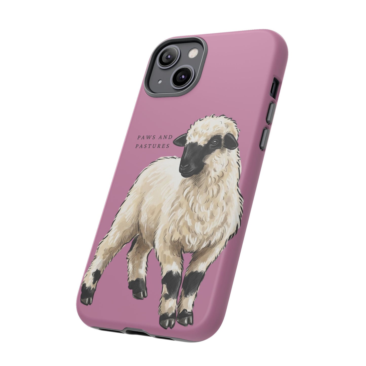 Pink Valais Blacknose Sheep Phone Case – 'Paws and Pastures' Cute Lamb Protective iPhone Cover