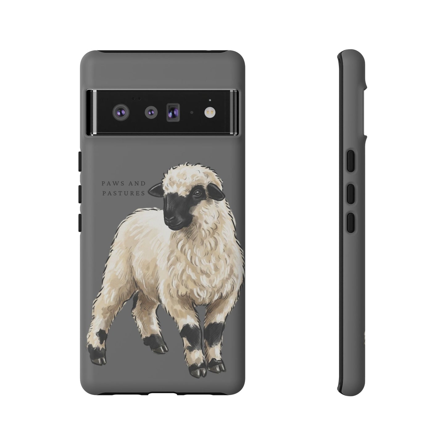 Grey Valais Blacknose Sheep Phone Case – 'Paws and Pastures' Cute Lamb Protective iPhone Cover