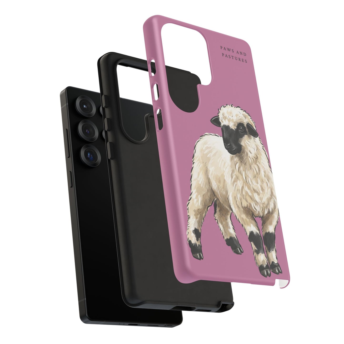 Pink Valais Blacknose Sheep Phone Case – 'Paws and Pastures' Cute Lamb Protective iPhone Cover