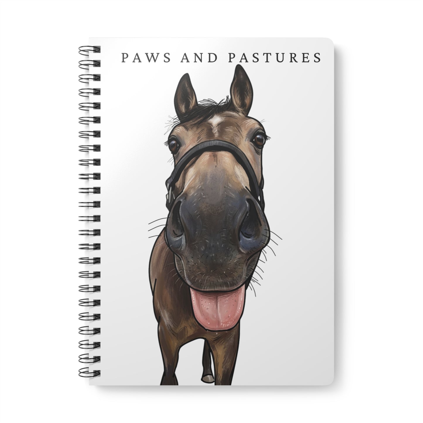 Horse Face Spiral Notebook — "Paws and Pastures" A5 Wirobound Journal