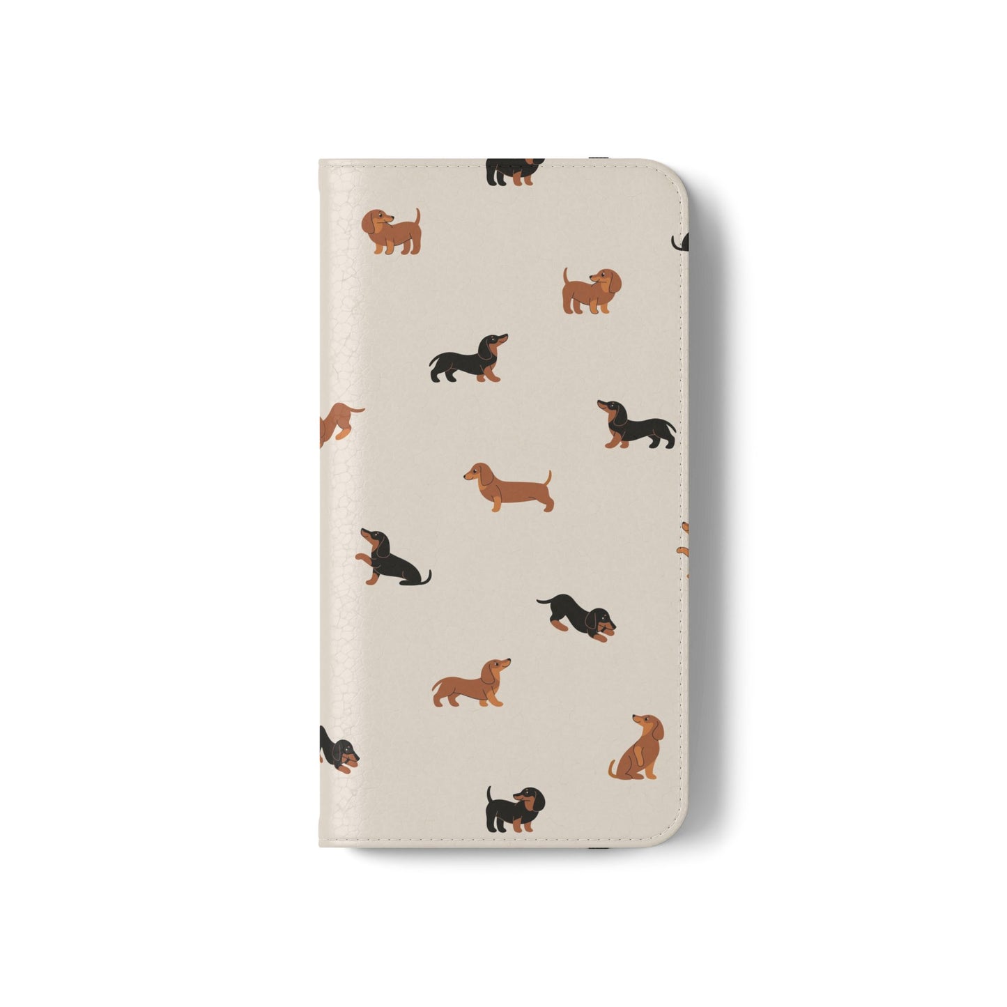 Dachshund Pattern Flip Phone Case — Wallet Folio with Card Slots