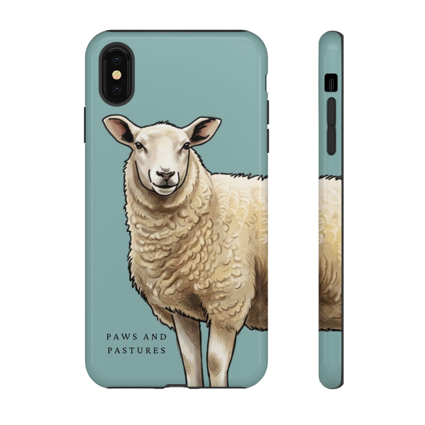 Teal Sheep Illustration Tough Phone Case