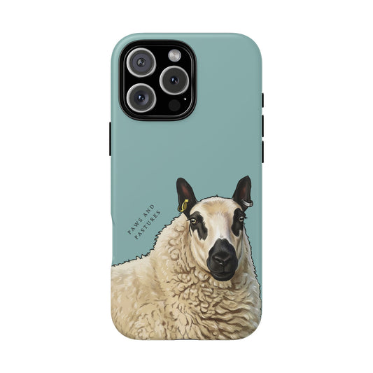 Teal Kerry Hill Sheep Portrait Phone Case — Cute Farm Animal Phone Cover