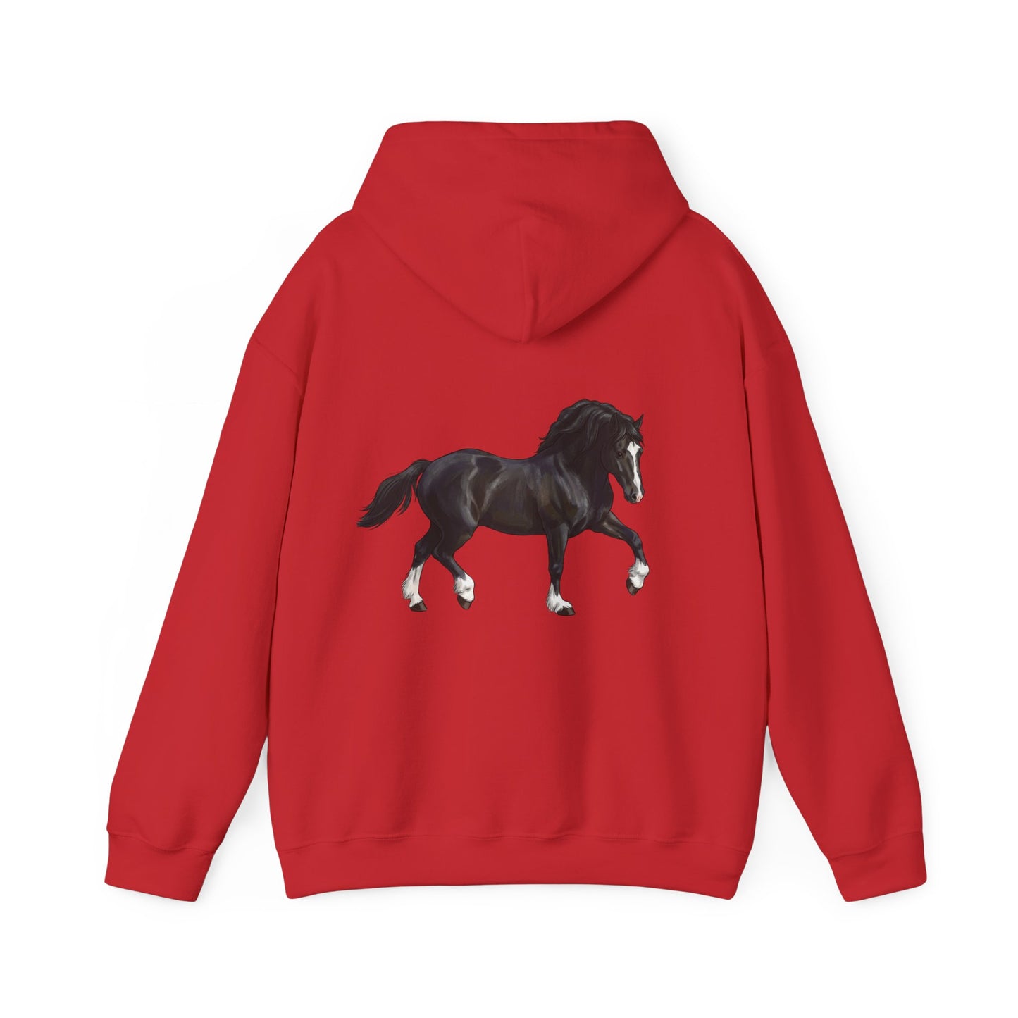 Black Horse Graphic Hoodie — Equestrian Sweatshirt with Prancing Stallion Print