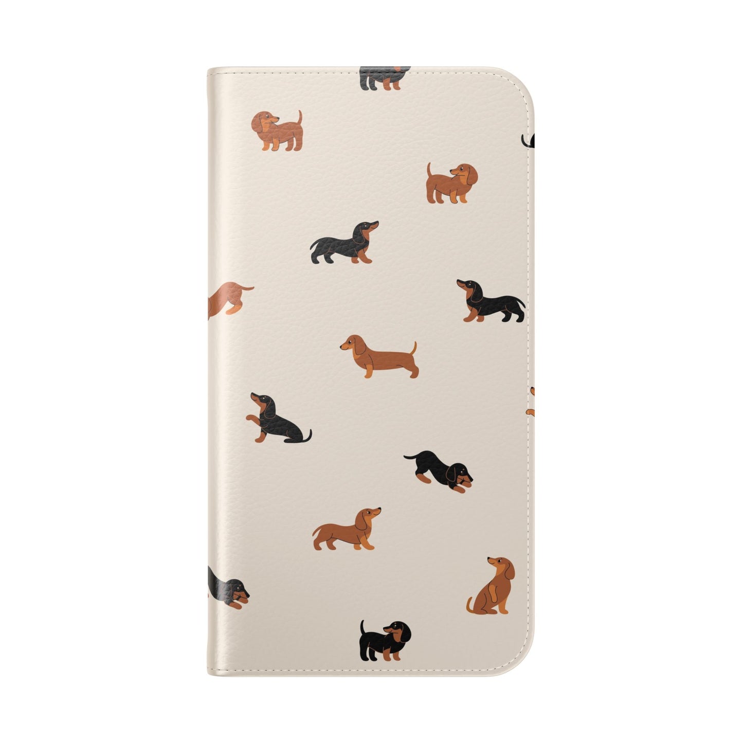 Dachshund Pattern Flip Phone Case — Wallet Folio with Card Slots
