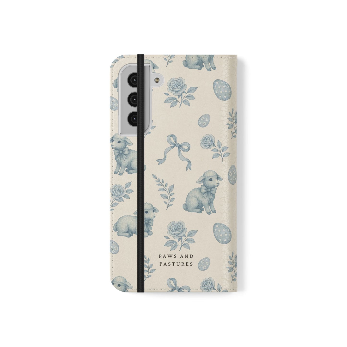 Flip Case — Pastel Blue Easter Lamb Pattern Phone Wallet