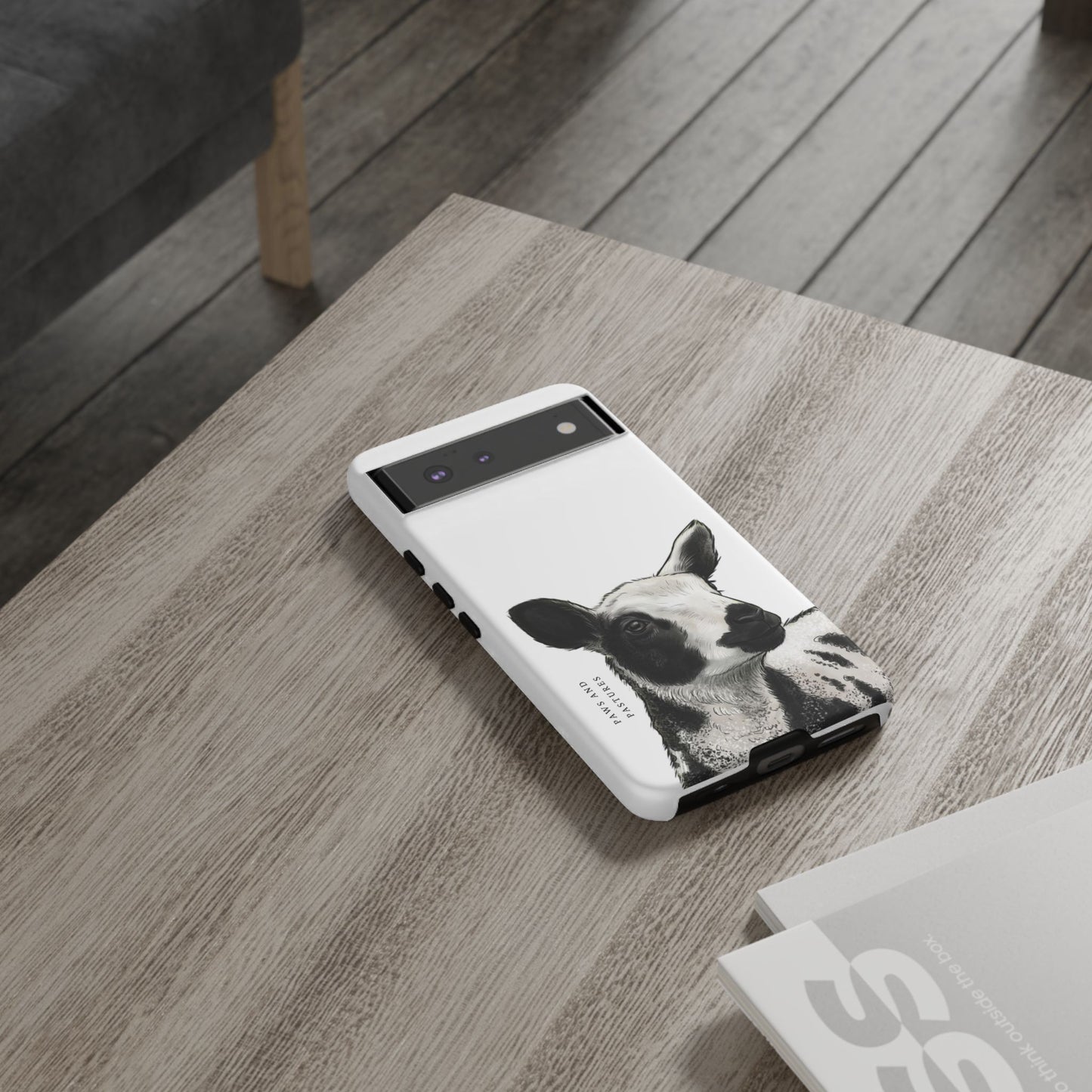 Dutch Spotted Sheep Portrait Phone Case - Black & White Lamb Illustration Protective Cover