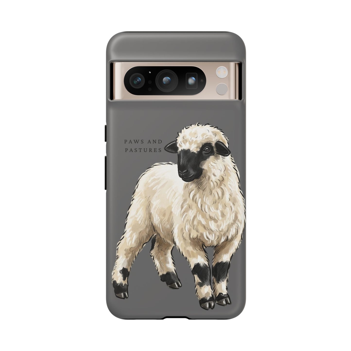 Grey Valais Blacknose Sheep Phone Case – 'Paws and Pastures' Cute Lamb Protective iPhone Cover