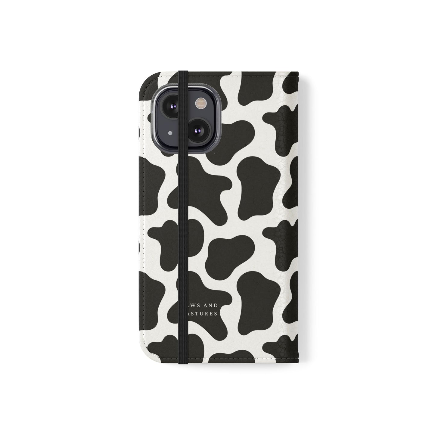 Cow Print Flip Phone Case — Black & White Wallet Flip Case