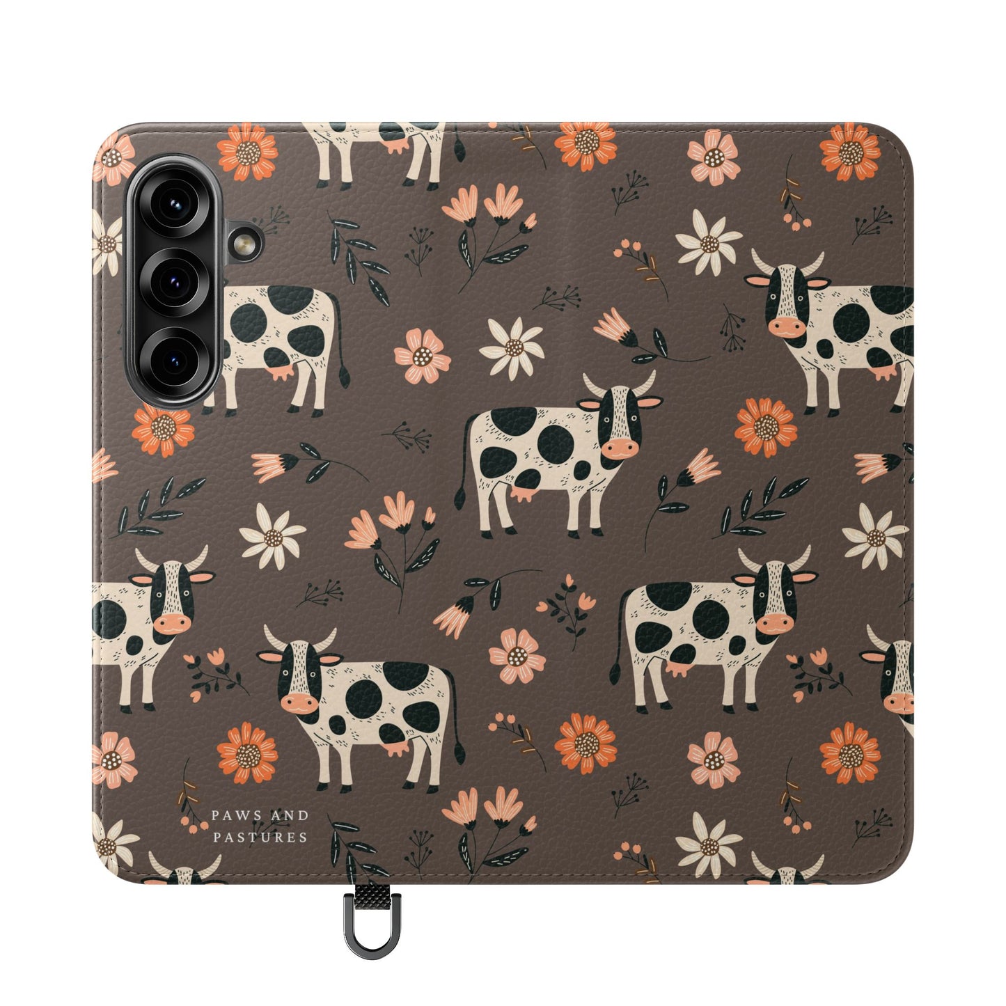 Cow Floral Flip Phone Case – Folklore Farm Pattern Wallet Case