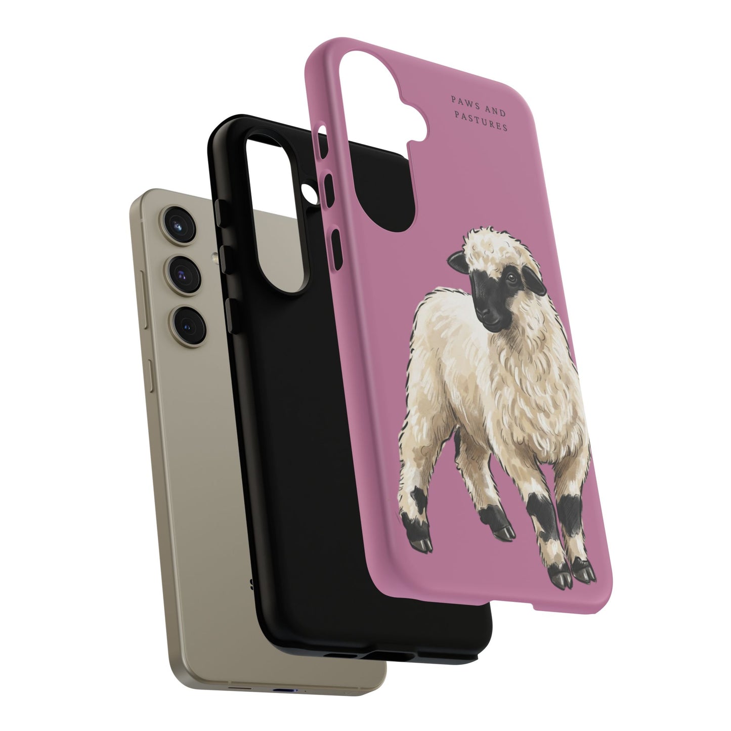 Pink Valais Blacknose Sheep Phone Case – 'Paws and Pastures' Cute Lamb Protective iPhone Cover