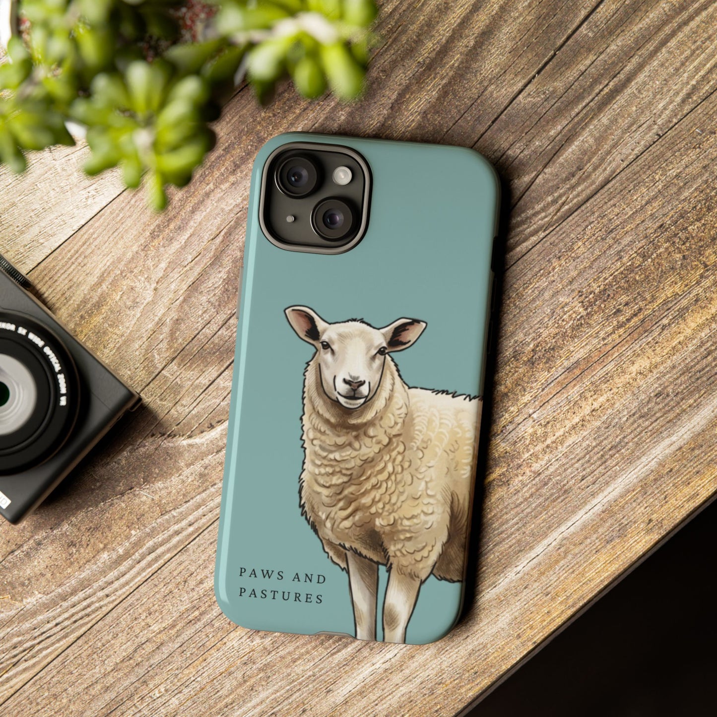 Teal Sheep Illustration Tough Phone Case
