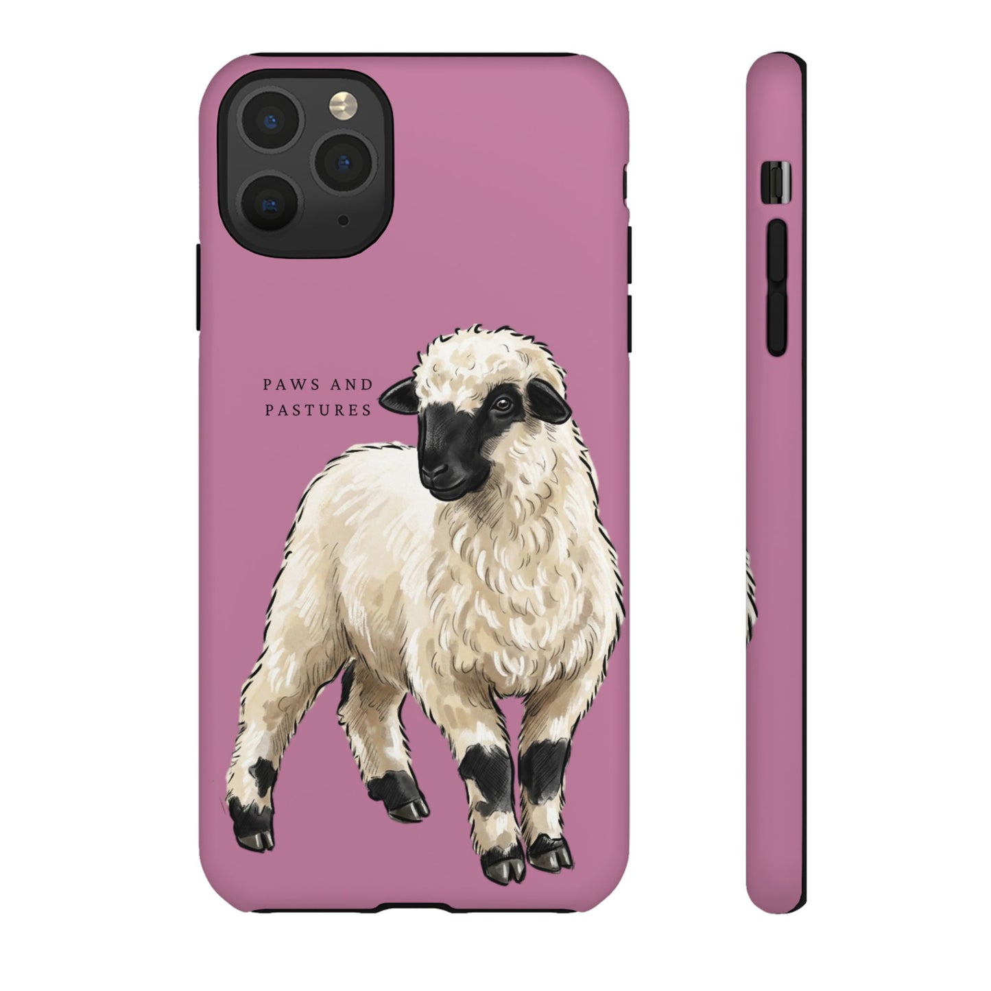 Pink Valais Blacknose Sheep Phone Case – 'Paws and Pastures' Cute Lamb Protective iPhone Cover