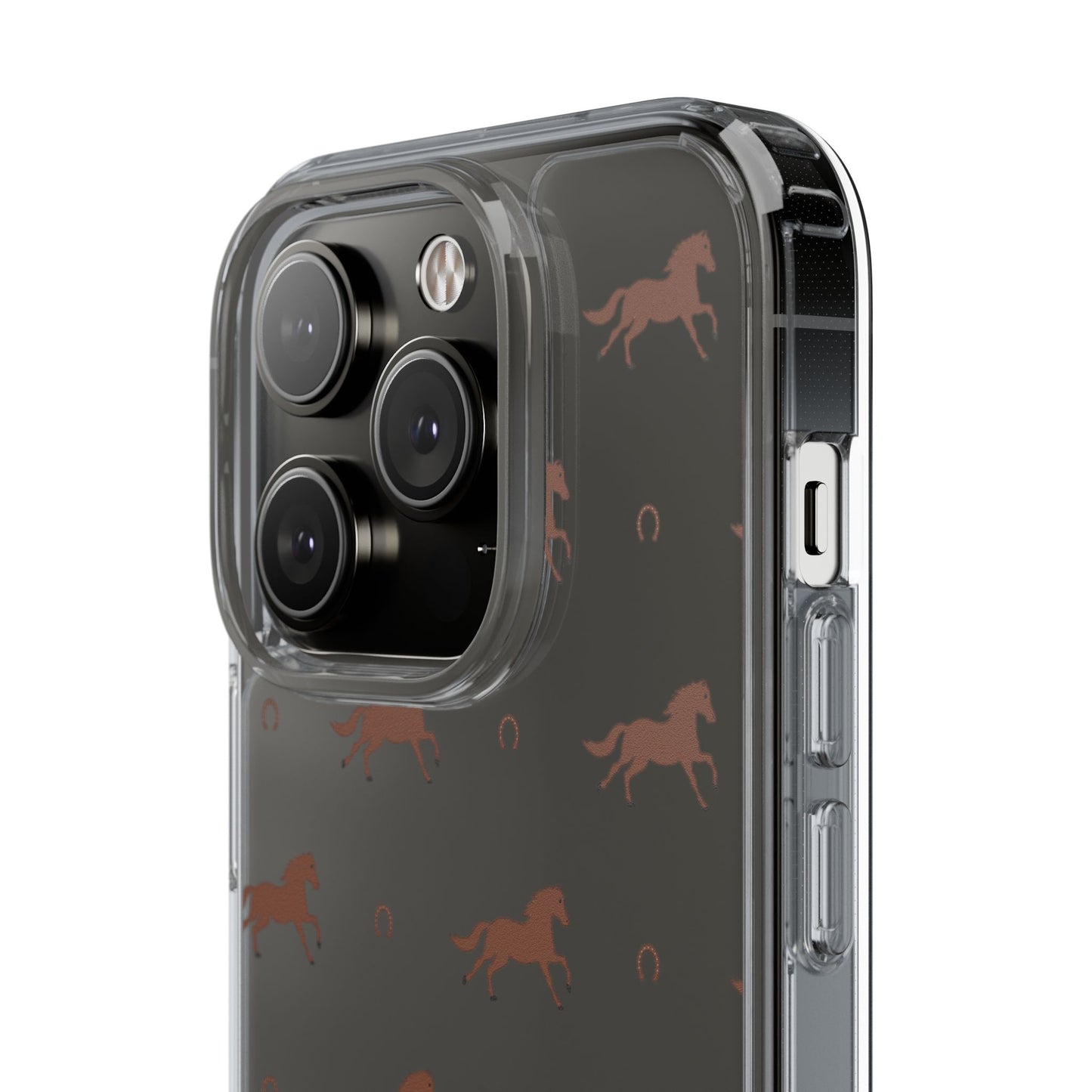 Horse Pattern Clear Phone Case — Equestrian Horses & Horseshoes Design
