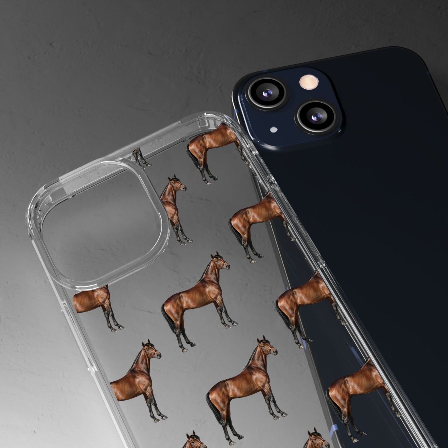 Horse Pattern Clear iPhone Case